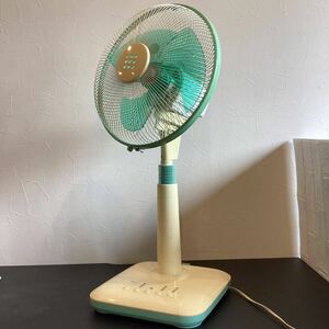 [8709③] National electric fan Showa Retro antique Vintage green F-C302A