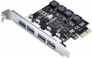 ELUTENG USB3.0 増設ボード 4ポート インターフェースカード 独立給電 5Gbps高速伝送 USB拡張カード 独立コ