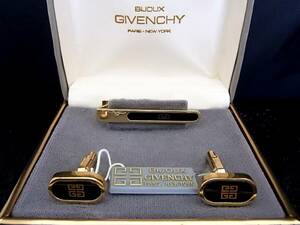 # new goods N#N0209 Givenchy [ Logo pattern ][GIVENCHY][ Gold * black ]# cuffs & necktie pin Thai tweezers!