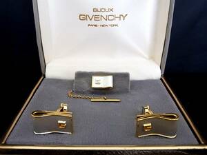 # new goods N#N0215 Givenchy [ Logo pattern ][GIVENCHY][ Gold * silver ]# cuffs & necktie pin tiepin ( tie tack ) set!