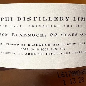 アデルフィ ブラドノック 1974-96 22年 ADELPHI BLADNOCH LOWLAND SINGLE MALT SCOTCH WHISKYの画像3