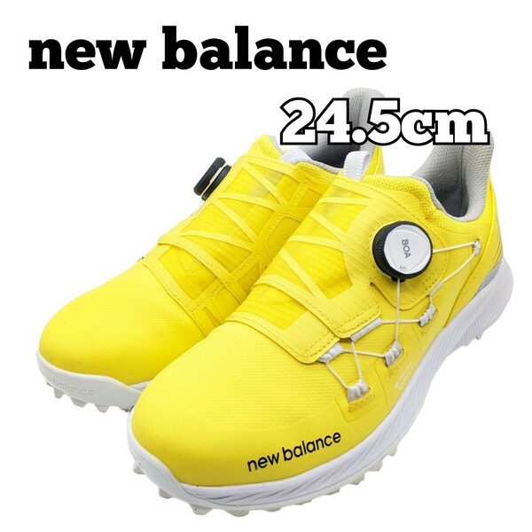 美品 new balance ゴルフシューズ 24.5cm フューエルセル イエロー ニューバランス CUELCELL