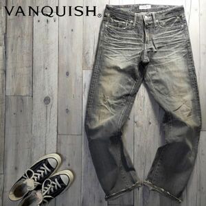 ☆VANQUISH ヴァンキッシュ☆ブラック USED加工 ストレート デニム S679