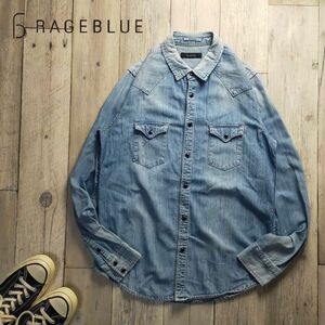 ☆RAGEBLU レイジブルー☆USED ペンキ加工 ウエスタン デニム シャツ （M) S1578