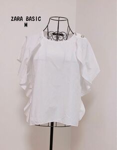 ZARA BASIC Mサイズ　ホワイト　半袖トップス　 プルオーバー