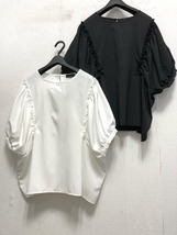 新品☆4L白×黒系♪フリル袖フェミニンブラウス2枚セット☆a376_画像2