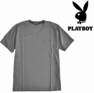 [プレイボーイ] Ｔシャツ 半袖 天竺 無地 V首 胸ポケット付き　 Mサイズ (98)charcoalチャコール 　PB1792026