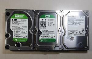 KN4792 【中古品】Western Digital TOSHIBA WD10EARX/WD10EZRX/DT01ABA100V HDD 1TB 3個セット