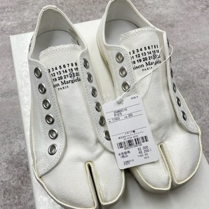 メゾンマルジェラ Martin Margiela 22 足袋 キャンバス ローカット スニーカー 白 ホワイト 35.5 22.5cm 定価68,200円 箱付き レディースの画像3