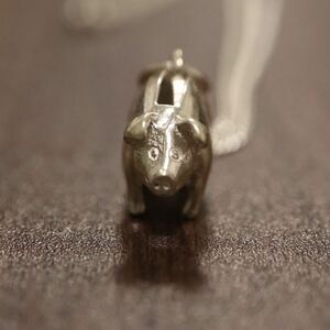 ブタ ピッグ 貯金箱 デザイン STERLING 刻印 ネックレス SILVER 925 シルバー B41