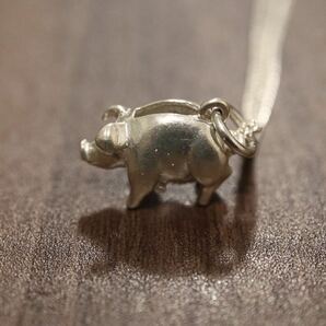 ブタ ピッグ 貯金箱 デザイン STERLING 刻印 ネックレス SILVER 925 シルバー B41の画像2