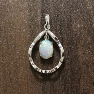  natural opal SILVER stamp 925 silver pendant top Vintage color stone accessory B101