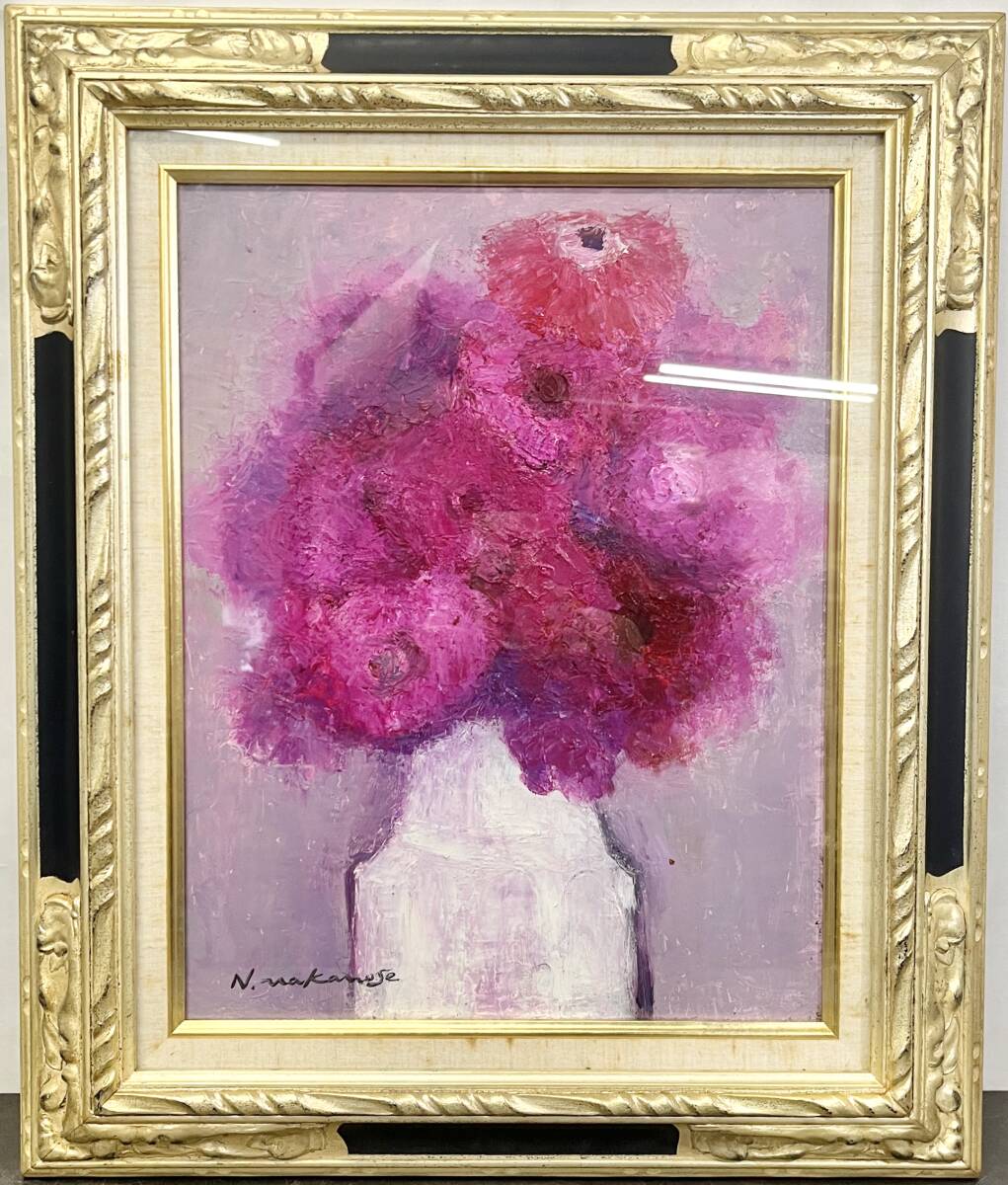 ☆ Nobuko Nakanose Pintura al óleo Flor de rosa No. 6 Firmado Enmarcado ★, cuadro, pintura al óleo, pintura de naturaleza muerta