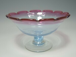 613/0 ice glass player -to frill thousand step volume pink blue color peace glass glass made Showa Retro Taisho romance antique antique 