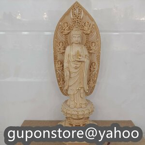 高43cm 総檜材　木彫仏教　精密彫刻　仏教工芸品　極上品　切金　仏師で仕上げ品 薬師如来 立像