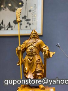 高72cm 一刀彫り 関聖帝君　関羽立像 仏教工芸品　香樟材　木彫仏教　精密彫刻 仏師で仕上げ品