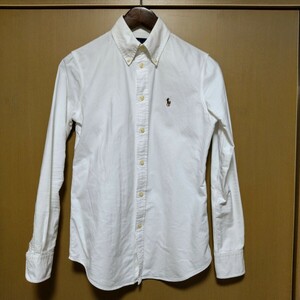 ラルフローレン　オックスフォードボタンダウンシャツ　ホワイト　白　XS　格安　Ralph Lauren　カスタムフィット