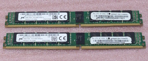 ■Micron MTA18ADF2G72PZ-2G3A1 2枚セット - PC4-19200/DDR4-2400/PC4-2400T ECC Registered 288Pin VLP DDR4 RDIMM 32GB(16GB x2) 動作品