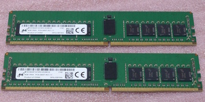 ◇Micron MTA18ASF1G72PZ-2G3B1 2枚セット - PC4-19200/DDR4-2400/PC4-2400T ECC REG/Registered 288Pin DDR4 RDIMM 16GB(8GB x2) 動作品