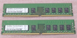 ∠SanMax SMD4-E4G28SE-24RC 2枚セット - PC4-19200/DDR4-2400 Samsungチップ ECC Unbuffered 288Pin DDR4 UDIMM 8GB(4GB x2) 動作品
