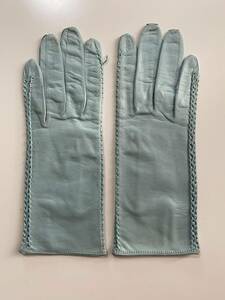 [ beautiful goods ] Italy made lady's leather glove ice blue series leather gloves lining less size 7 half 