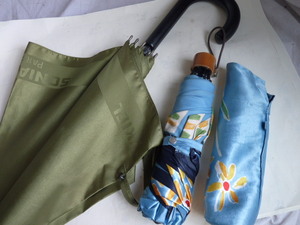  Sonia Rykiel ソニア リキエル 傘が ２本◆折りたたみ傘、ライトブルー地、花柄/長傘、モスグリーン