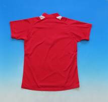 赤ジップアップウエア★アシックス 陸上 ランニング メンズ ハーフジップ 半袖トレーニングシャツ （レッド×ホワイト）サイズL_画像5