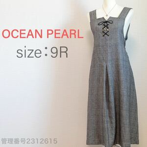 【送料無料】OCEAN PEARL(オーシャンパール)グレンチェック　胸元レースアップ　ジャンパースカート　ジャンスカ　M