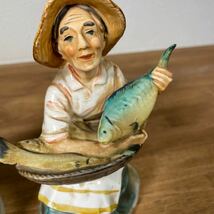 NORLEANS Japan アンティーク　陶器　魚　老夫婦　インテリア 陶器人形 ビンテージ 置物 レトロ　セット_画像7