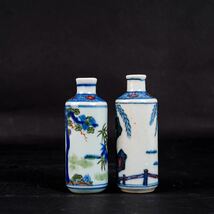 【後】 HE003康熙年製色絵水滴2点一組 古美術 骨董品 古玩 時代物古道具 中国美術品 朝鮮美術品 日本美術品_画像2