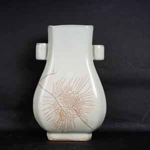 【後】HG021 清 青磁貫耳瓶 古美術 骨董品 古玩 時代物 古道具 中国美術品 朝鮮美術品 日本美術品