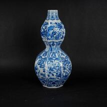 【後】HI009 染付八方花卉文葫蘆瓶 古美術 骨董品 古玩 時代物 古道具 中国美術品 朝鮮美術品 日本美術品_画像1