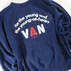 VAN古着大放出～!! 終活! 断捨離します!! VAN JACKET ヴァンヂャケット バックアーチロゴプリント/トレーナー L NAVY!!の画像6