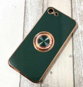 iPhone se ケース iphone8 iphone7 スマホリング付き 緑