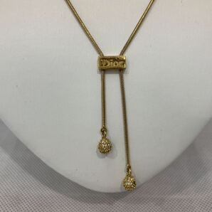 （T3444）Christian Dior/クリスチャンディオール GPゴールド ラインストーン ネックレス ペンダント 小物 アクセサリーの画像2