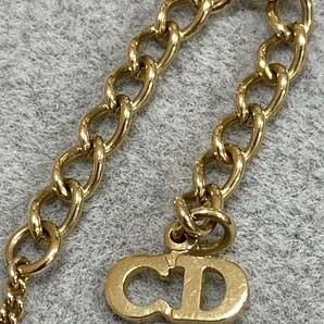 (I379a) Christian Dior クリスチャンディオール CD フェイクパール クロス ネックレス ゴールドの画像7
