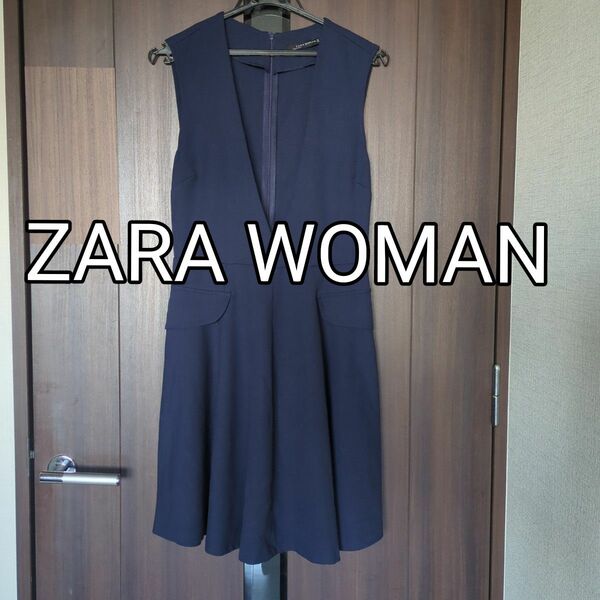 ZARA WOMAN　ザラ ネイビーワンピース　Sサイズ ワンピース 紺 ノースリーブ