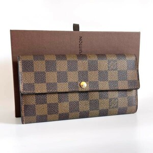 良品♪ ルイヴィトン LOUIS VUITTON ポルトフォイユ・サラ ダミエ エベヌ 長財布 ウォレット メンズ レディース レザー ブラウン M61734