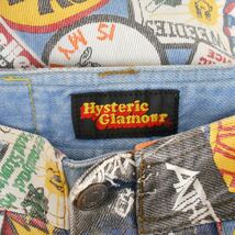 HYSTERIC GLAMOUR ヒステリックグラマー 2AP-3211 00s ワッペンプリント フレアデニムパンツ 総柄 ブーツカット XS 10115510_画像7