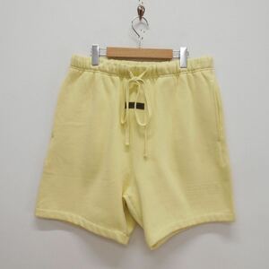 FEAR OF GOD FOG ESSENTIALS エッセンシャルズ 22AW Sweat Shorts Canary スウェットショーツ ハーフパンツ フロッキーロゴ L 10115647