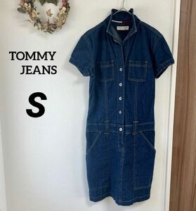 【美品】TOMMY JEANS トミージーンズ　デニムミニワンピース　S ワンピース 半袖 デニム デニムワンピース