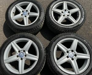 バリ溝　スタッドレス　17 7J +48 PCD112 225/50R17 ベンツ Cクラス W205 W247 CLA C118 ミシュラン　X−ICE　SNOW 2022年製　４本