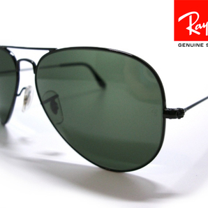 定2.5万 美品イタリア製RayBan AVIATOR LARGE METALティアドロップG15サングラス アビエータ黒ラージ メタルBlackブラックRB3025メンズ本物の画像1