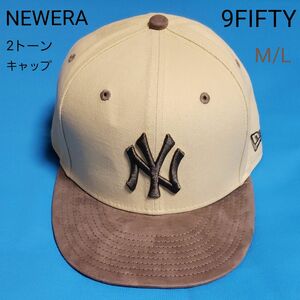 ニューエラ 帽子 キャップ ヤンキース 9FIFTY スナップバック M/L イエローベージュ スエード 2トーン New Era