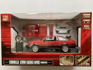 アオシマ DISM 1/24 TOYOTA COROLLA LEVIN AE86 後期型 (赤/黒）1985年式 ダイキャストミニカー　トヨタ レビン 86 ミニカー