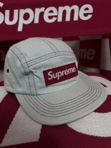 ☆超激レア☆SUPREME Washed Chino Twill Camp Cap Denim Box Logo シュプリーム キャンプキャップ デニム ボックスロゴ