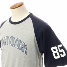 【中古】トミーヒルフィガー TOMMY HILFIGER コットン クルーネック 半袖Ｔシャツ グレーxダークネイビー【サイズM】_画像2