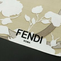 【中古】フェンディ FENDI コットン ボタニカル柄 スカーフ ホワイト_画像4