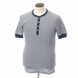 【中古】シーサー Schiesser コットン ボーダー ヘンリーネック 半袖Ｔシャツ【L/6】