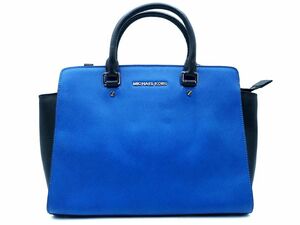 MICHAEL KORS マイケルコース レザー バイカラー 2WAY トート バッグ 青ｘ黒 ■■ ☆ edb5 レディース